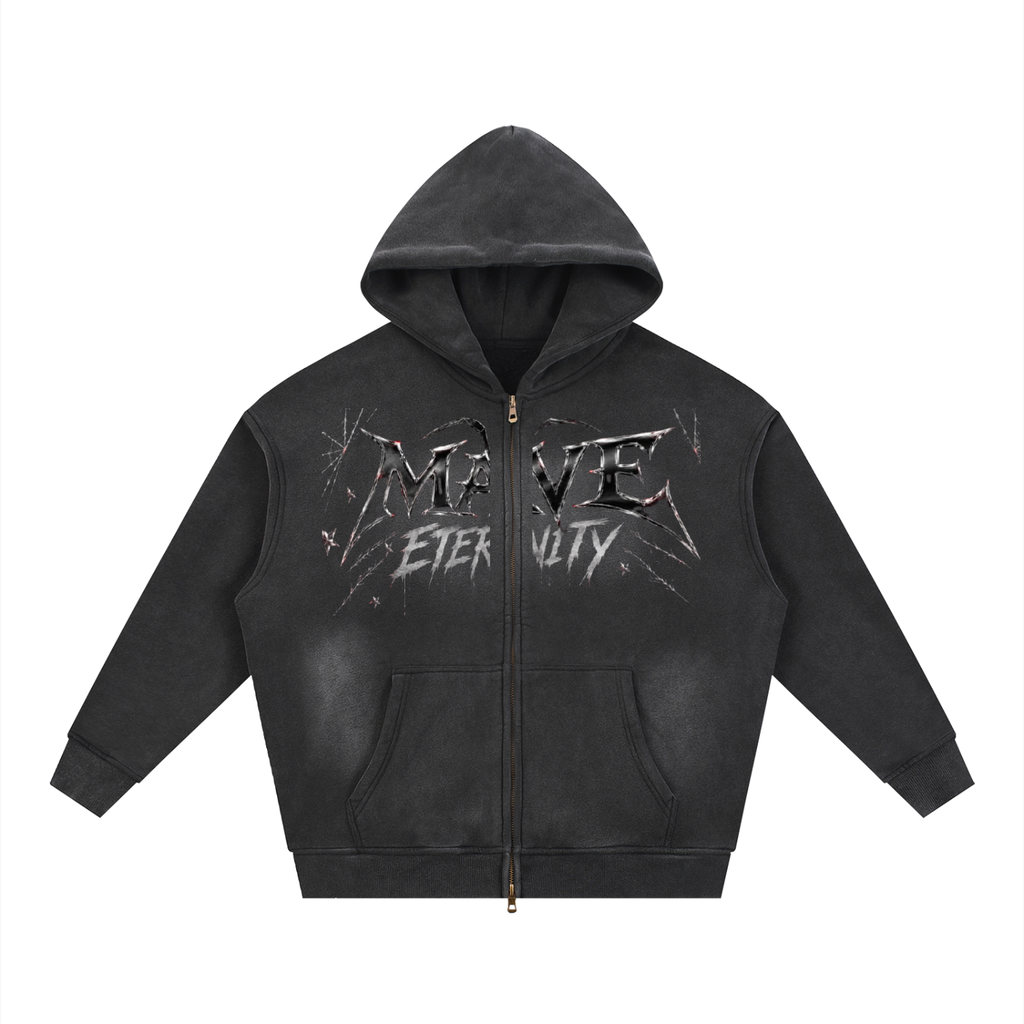 Sunfade Two-way Zipper Boxy Fleece Mave Eternity Hoodie