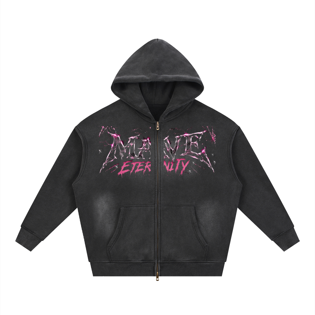 Sunfade Two-way Zipper Boxy Fleece Mave Eternity Hoodie