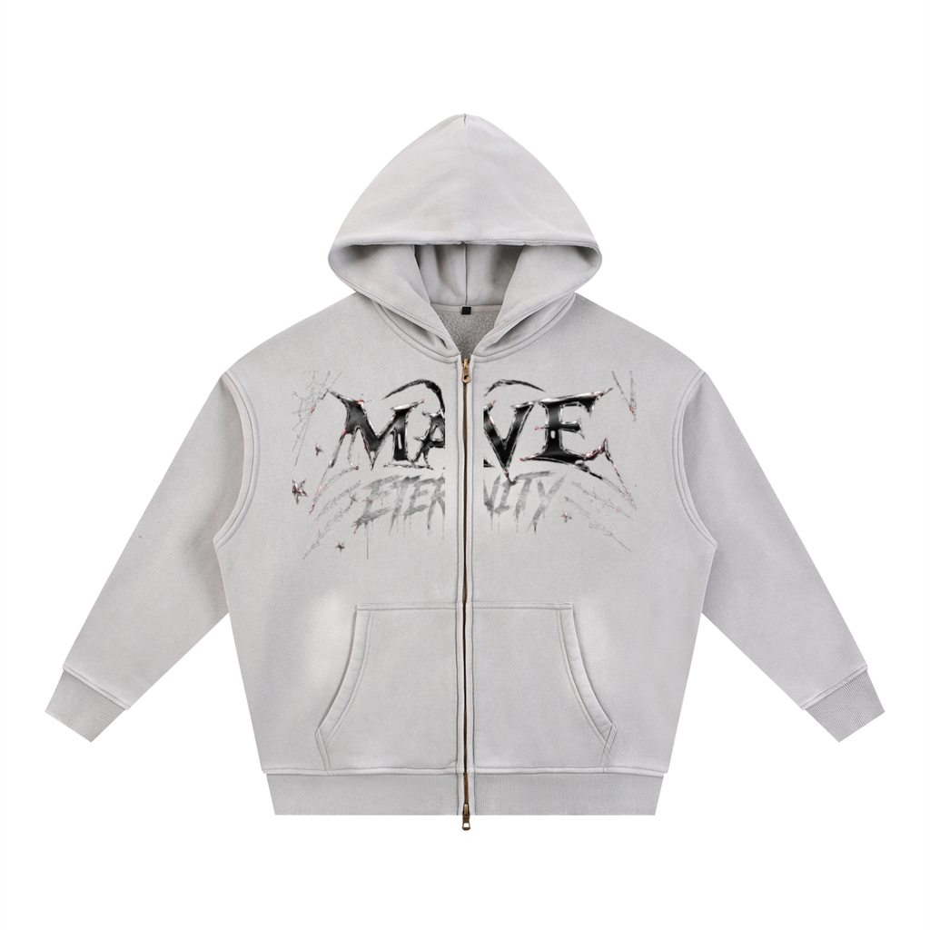 Sunfade Two-way Zipper Boxy Fleece Mave Eternity Hoodie