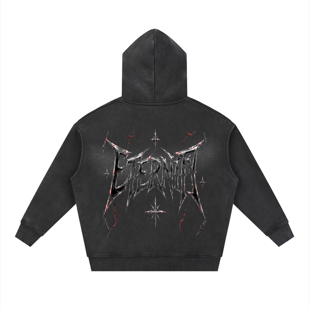 Sunfade Two-way Zipper Boxy Fleece Mave Eternity Hoodie